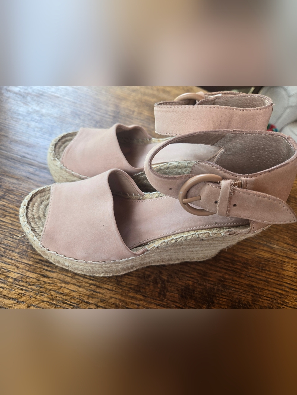 Marc Fisher LTD Alida Espadrille Leather Wedge Taupe Color. Size 6.5